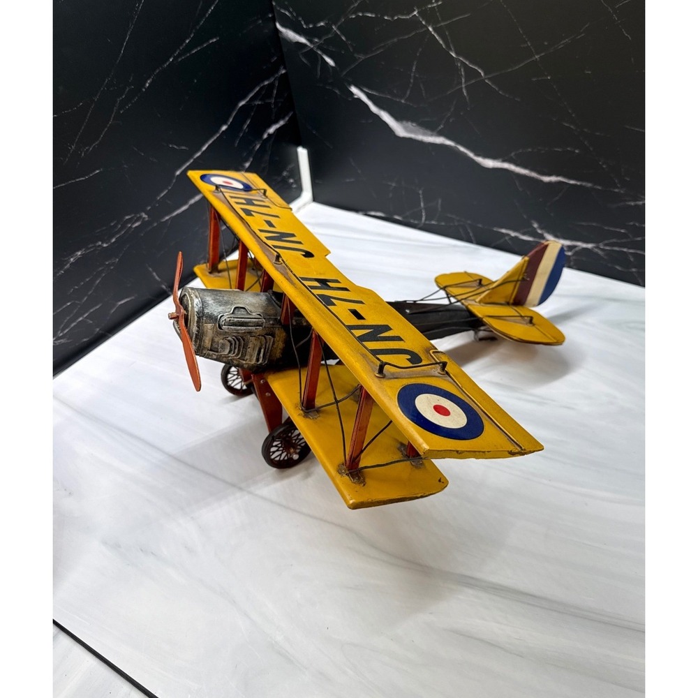 Curtiss JN-7H Jenny Biplane Metal Model Airplane 17.5" Vintage Style Decor